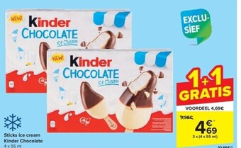 Carrefour Sticks ice cream kinder chocolate aanbieding