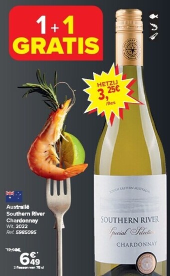 Carrefour Australië southern river chardonnay aanbieding
