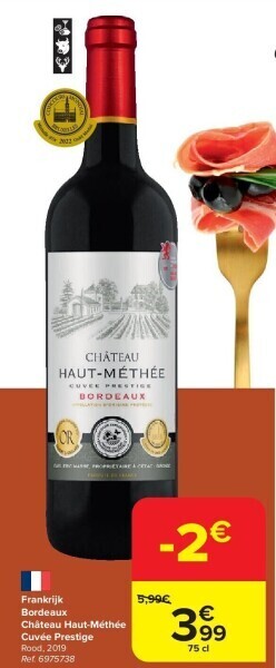 Carrefour Frankrijk bordeaux château haut-méthée cuvée prestige aanbieding