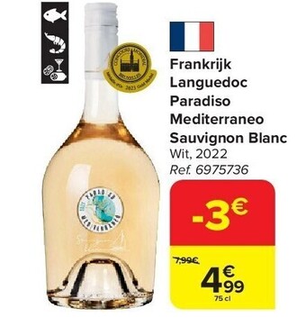 Carrefour Frankrijk languedoc paradiso mediterraneo sauvignon blanc aanbieding