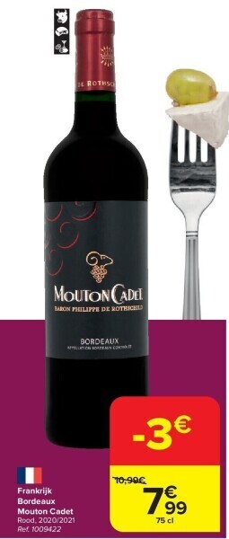 Carrefour Frankrijk bordeaux mouton cadet aanbieding