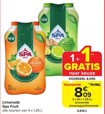 Carrefour Market Limonade Spa Fruit aanbieding