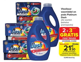 Carrefour Market Vloeibaar wasmiddel en pods Platinum Dash aanbieding