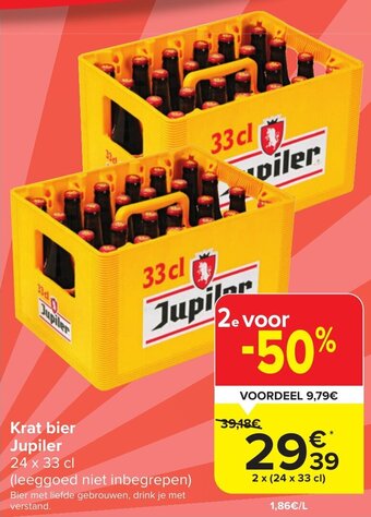 Carrefour Market Krat bier Jupiler 24 x 33 cl aanbieding