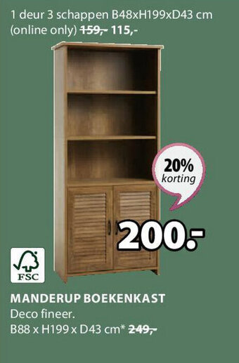 Jysk MANDERUP BOEKENKAST aanbieding