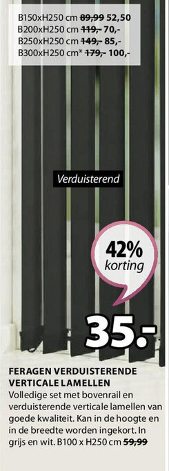 Jysk FERAGEN VERDUISTERENDE VERTICALE LAMELLEN aanbieding