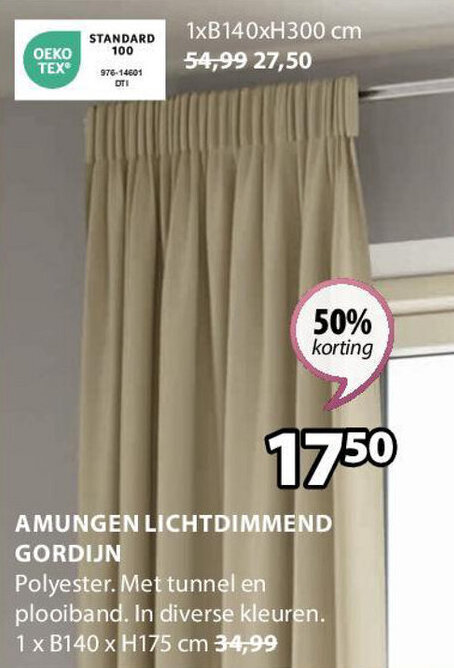 Jysk AMUNGEN LICHTDIMMEND GORDIJN aanbieding
