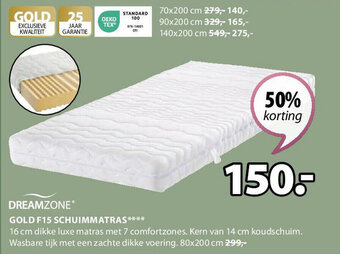 Jysk GOLD F15 SCHUIMMATRAS aanbieding