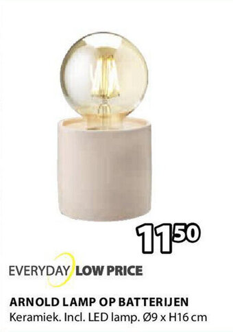 Jysk ARNOLD LAMP OP BATTERIJEN aanbieding