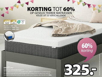 Jysk GOLD S45 SPRINGMATRAS aanbieding