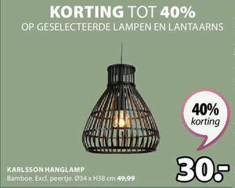 Jysk KARLSSON HANGLAMP aanbieding