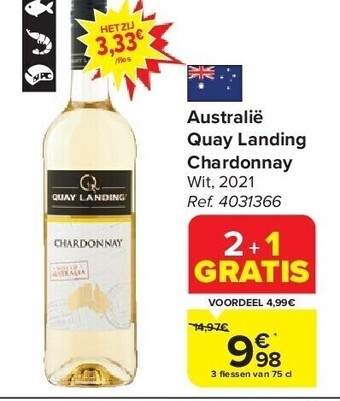 Carrefour Australië quay landing chardonnay aanbieding
