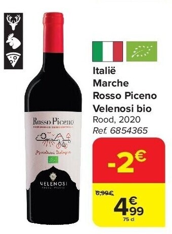 Carrefour Italië marche rosso piceno velenosi bio aanbieding