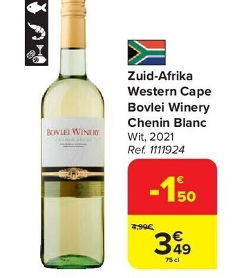Carrefour Zuid-afrika western cape bovlei winery chenin blanc aanbieding