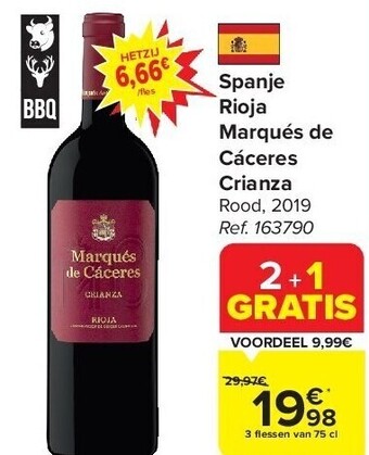 Carrefour Spanje rioja marqués de cáceres crianza aanbieding