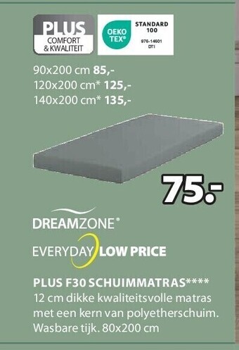 Jysk Plus f30 schuimmatras aanbieding