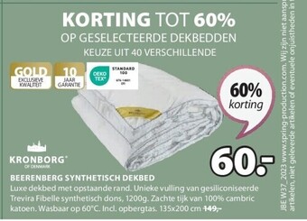Jysk Beerenberg synthetisch dekbed aanbieding