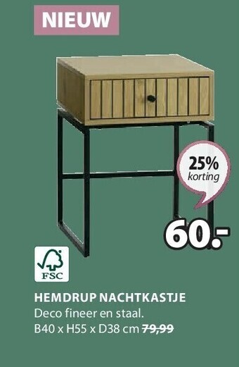 Jysk Hemdrup nachtkastje aanbieding