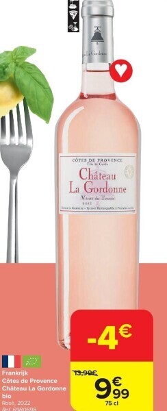 Carrefour Frankrijk côtes de provence château la gordonne bio aanbieding