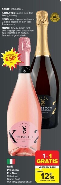 Carrefour Italië prosecco for due aanbieding