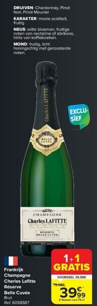 Carrefour Frankrijk champagne charles lafi tte réserve belle cuvée aanbieding