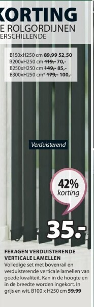 Jysk Feragen verduisterende verticale lamellen aanbieding