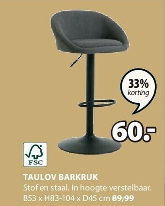 Jysk Taulov barkruk aanbieding