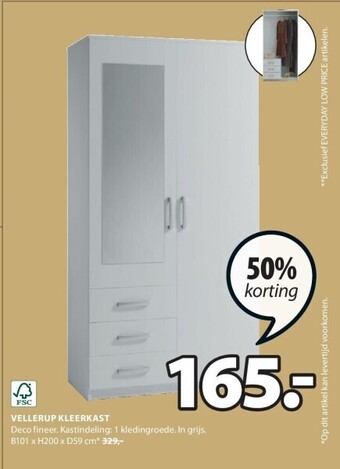 Jysk Vellerup kleerkast aanbieding