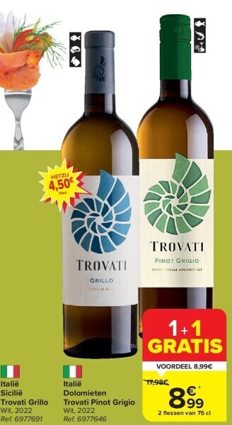 Carrefour Italië dolomieten trovati pinot grigio aanbieding