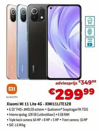 Expert Xiaomi mi 11 lite 4g - ximi11lite128 aanbieding