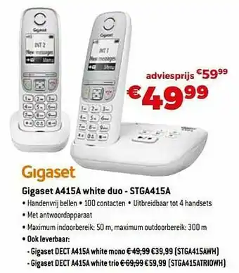 Expert Gigaset a415a white duo - stga415a aanbieding