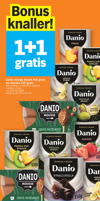 Albert Heijn Danio romige kwark en mousse aanbieding