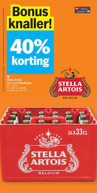Albert Heijn Stella Artois 24 x 0.33 literflesjes aanbieding