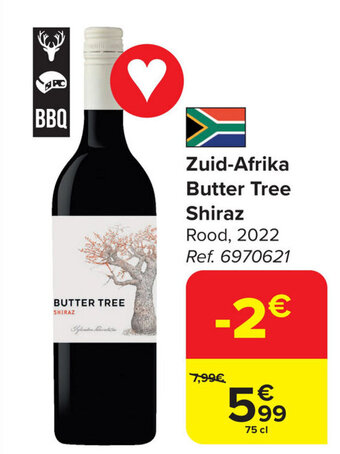 Carrefour Market Zuid-Afrika Butter Tree Shiraz aanbieding