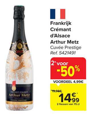 Carrefour Market Frankrijk Crémant d'Alsace Arthur Metz aanbieding