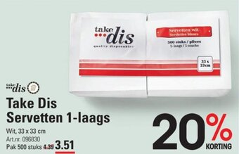 Sligro Take Dis Servetten 1-laags aanbieding