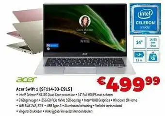 Exellent Acer swift 1 sf114-33-c9l5 aanbieding