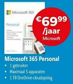 Exellent Microsoft 365 personal aanbieding