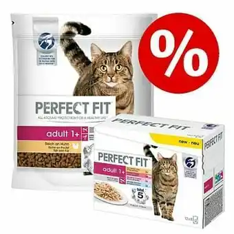 Zooplus Extra voordelig! 5 x 1,4 kg Perfect Fit Droogvoer + 48 x 85 g Mix Natvoer - Adult 1+ Rijk aan Kip aanbieding