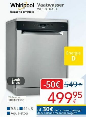 Eldi Whirlpool vaatwasser wfc 3c34apx aanbieding