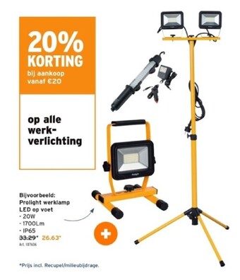 Prolight werklamp led op voet