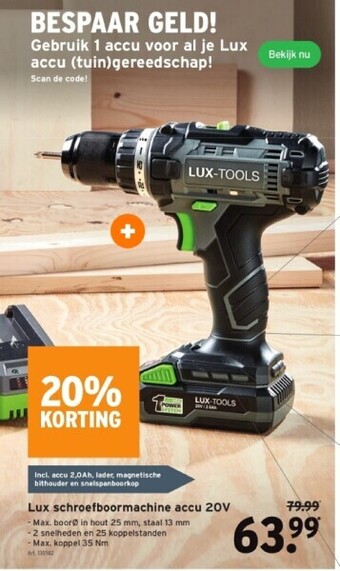 GAMMA Lux schroefboormachine accu 20v aanbieding