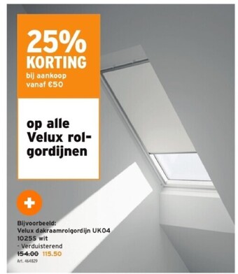 GAMMA Velux dakraamrolgordijn uk04 1025s wit aanbieding