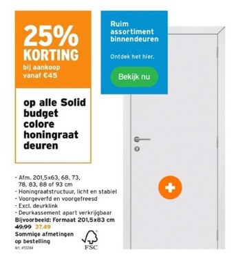 GAMMA Op alle solid budget colore honingraat deuren aanbieding