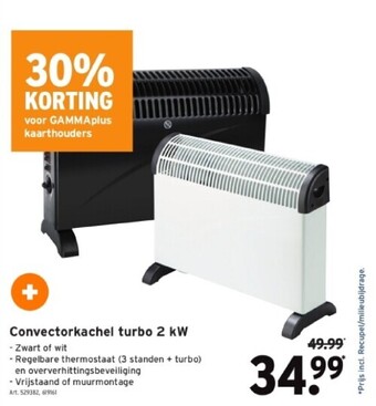 GAMMA Convectorkachel turbo 2 kw aanbieding