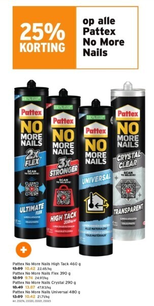 GAMMA Pattex no more nails high tack 460 g aanbieding