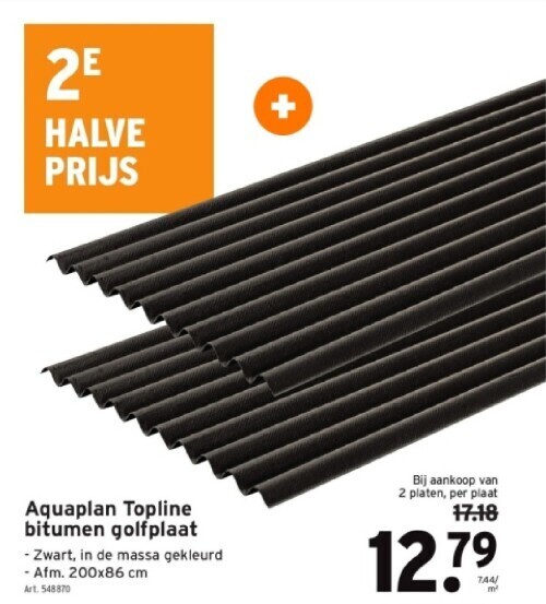 Aquaplan topline bitumen golfplaat promotie bij GAMMA