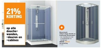GAMMA Allibert happy 90x90 cm hoekinstap douchecabine aanbieding