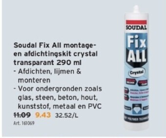 GAMMA Soudal fix all montage- en afdichtingskit crystal transparant 290 ml aanbieding