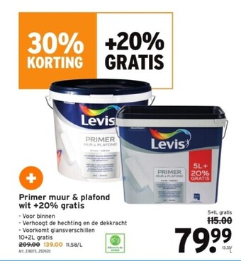 GAMMA Primer muur & plafond wit +20% gratis aanbieding